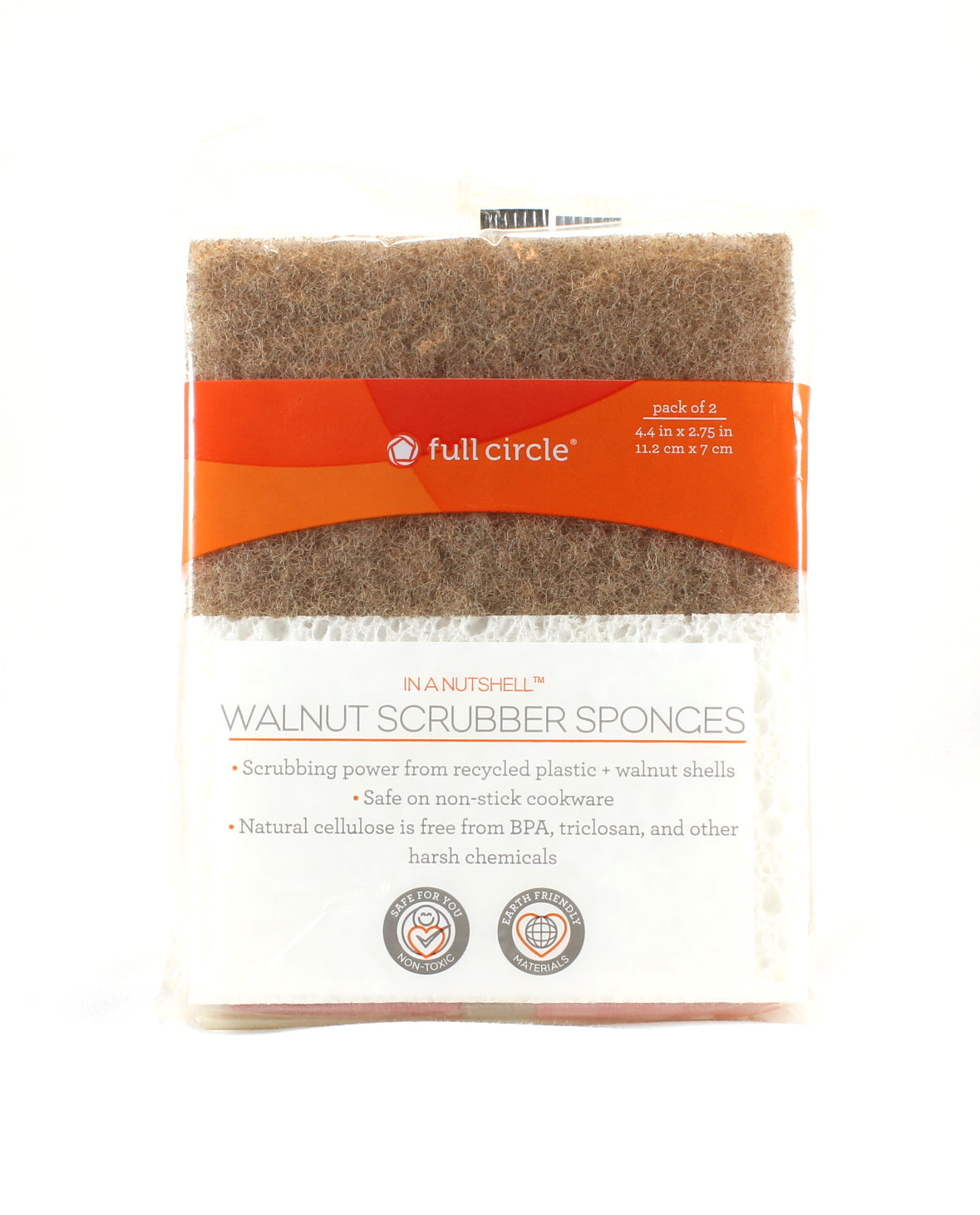 Full Circle Walnut Scrubber Sponge - 2 pack